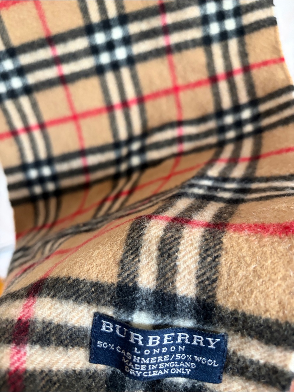 Burberry Beige Black and Red Check wool Blend Scarf - Picture 2 of 4